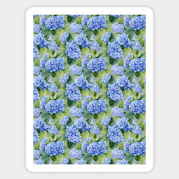 Hydrangea allover green Sticker by Remotextiles